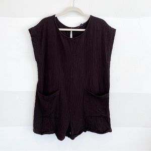 Grade & Gather Black Gauze Romper